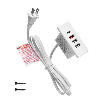 Powered USB C Hub Socket Recessed USB C Power Strip Outlet with Fast Charge 4 USB Ports 20W Mounted into Bed Desk Table Sofa